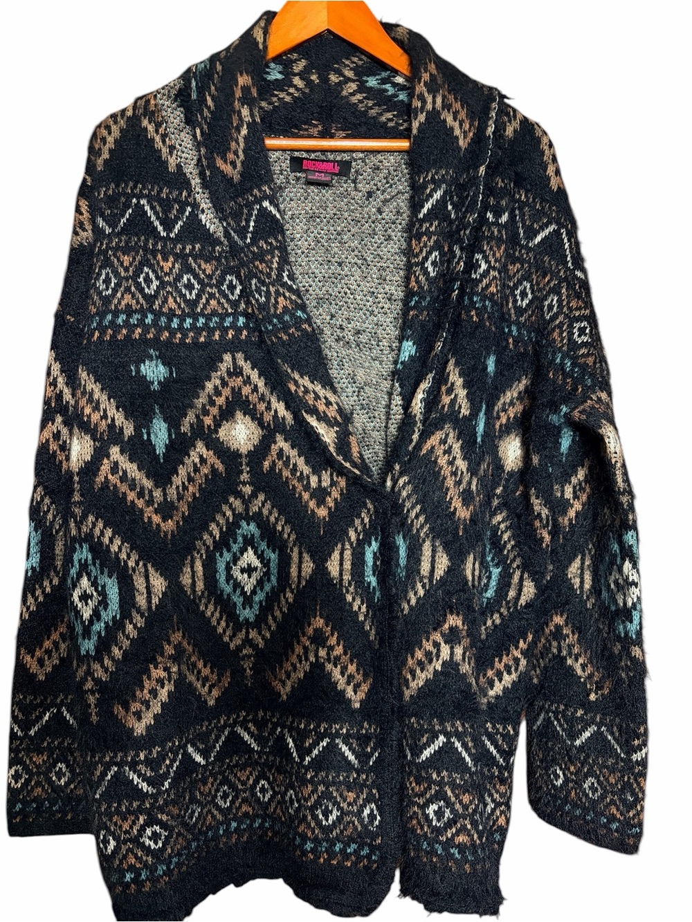 Southwestern Black Turquoise Cardigan Warm Fuzzy Blanket Rock & Roll Cowgirl